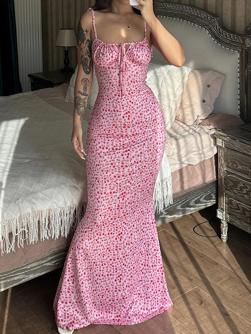 Women Elegant Floral Beach Vacation Bodycon Streetwear Long Dress 2026 Summer Clothes Wholesale Items for Business