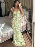 Women Elegant Floral Beach Vacation Bodycon Streetwear Long Dress 2026 Summer Clothes Wholesale Items for Business