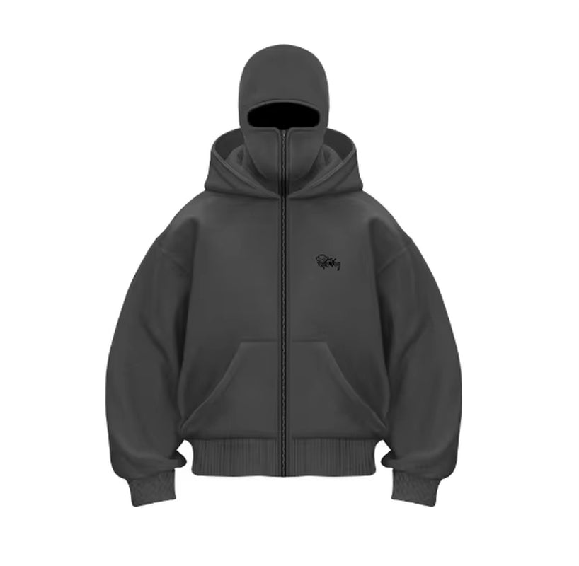 Men and Women Balaclava Y2K Gothic Harajuku Autumn and Winter New Item Double Hooded Sweatshirt Men'S Mask Zipper Sportswear