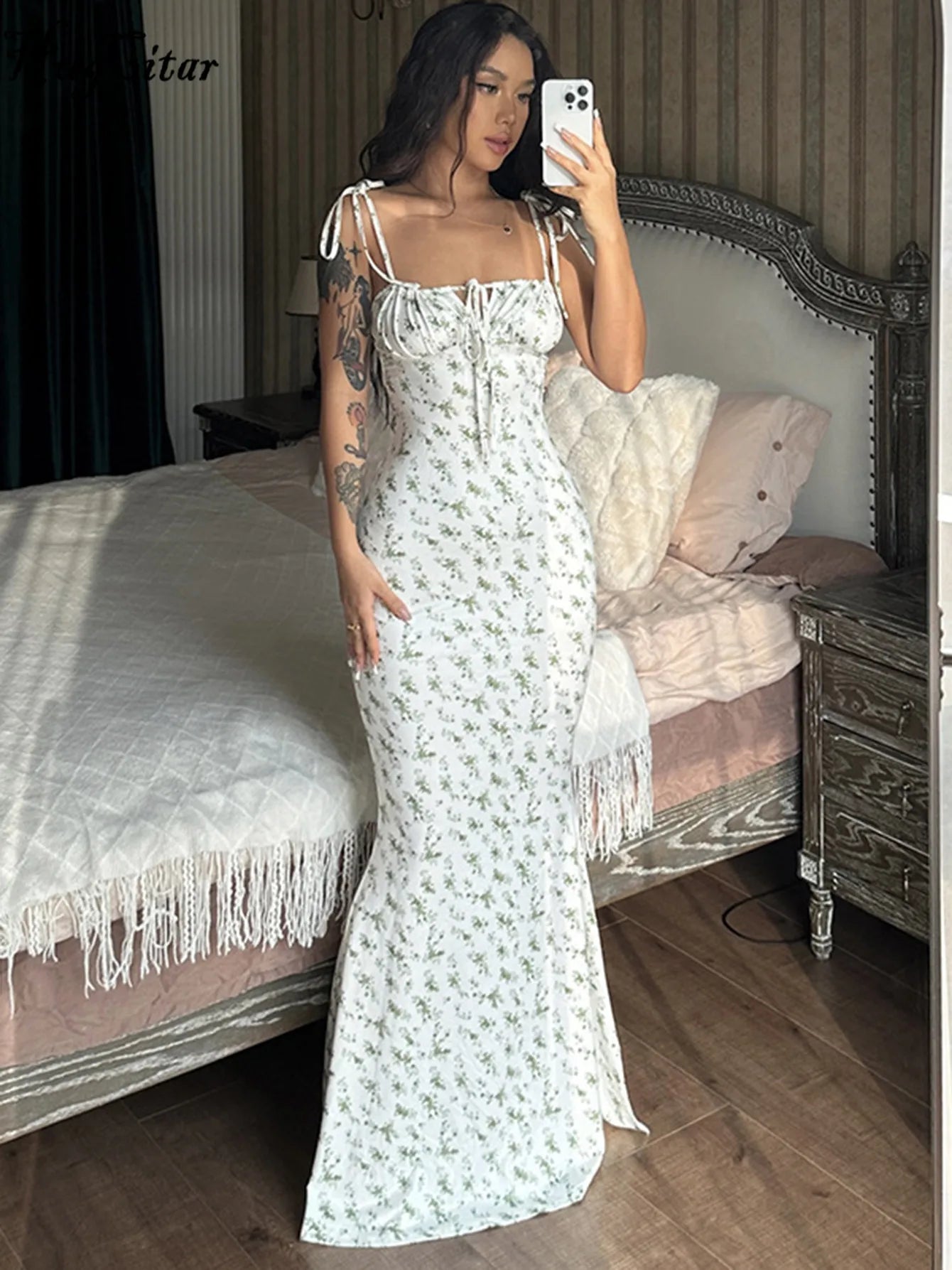 Women Elegant Floral Beach Vacation Bodycon Streetwear Long Dress 2026 Summer Clothes Wholesale Items for Business