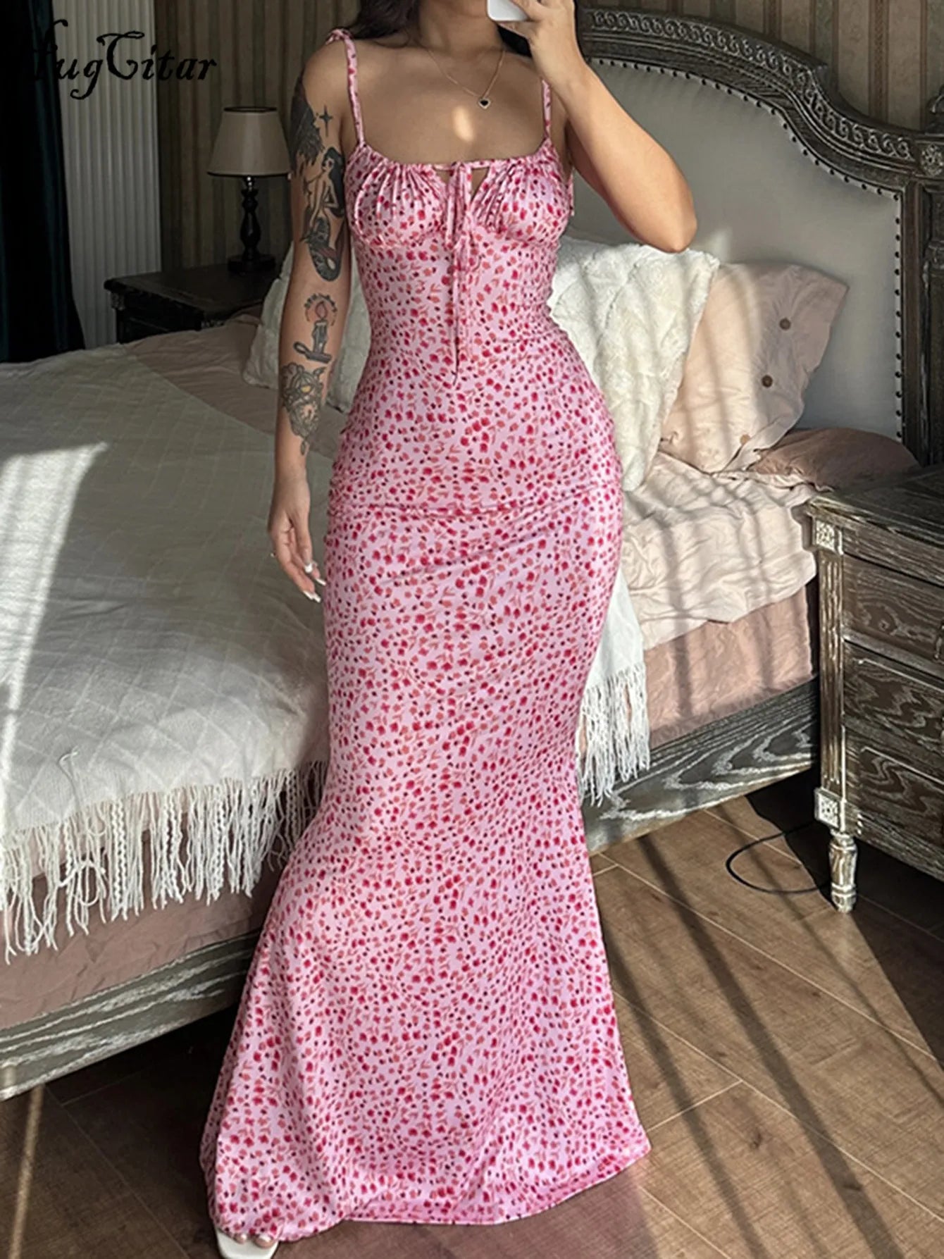 Women Elegant Floral Beach Vacation Bodycon Streetwear Long Dress 2026 Summer Clothes Wholesale Items for Business