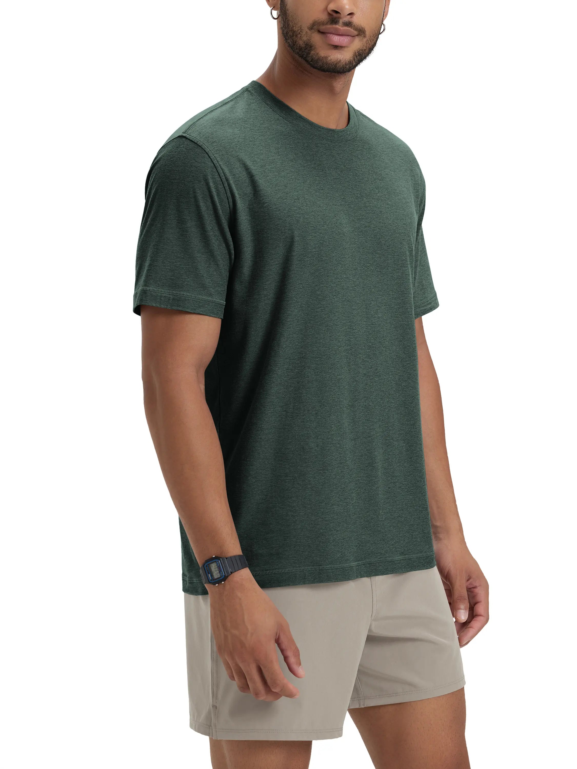 ODODOS Men'S Performance Crew Neck T-Shirt - Odstratum Tech Tee, Fitted Cut, round Neck, Anti-Odour, Ultra Soft, Moisture Wicking, Quick Dry, UPF 50+ Fitness Shirt (The Ascent Series), Running, Training, Uv-Protective, Work, Tight
