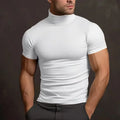 Cross-Border Amazon 2024 Summer Solid Color Short-Sleeved Fashion Bottoming Shirt Men'S Tight Turtleneck T-Shirt