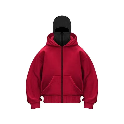 Men and Women Balaclava Y2K Gothic Harajuku Autumn and Winter New Item Double Hooded Sweatshirt Men'S Mask Zipper Sportswear