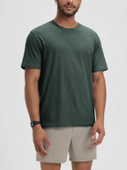 ODODOS Men'S Performance Crew Neck T-Shirt - Odstratum Tech Tee, Fitted Cut, round Neck, Anti-Odour, Ultra Soft, Moisture Wicking, Quick Dry, UPF 50+ Fitness Shirt (The Ascent Series), Running, Training, Uv-Protective, Work, Tight
